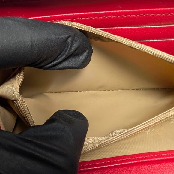 Buxton Red Pebbled Leather Whipstitch Long Zippy Continental Checkbook Wallet - Picture 7 of 10